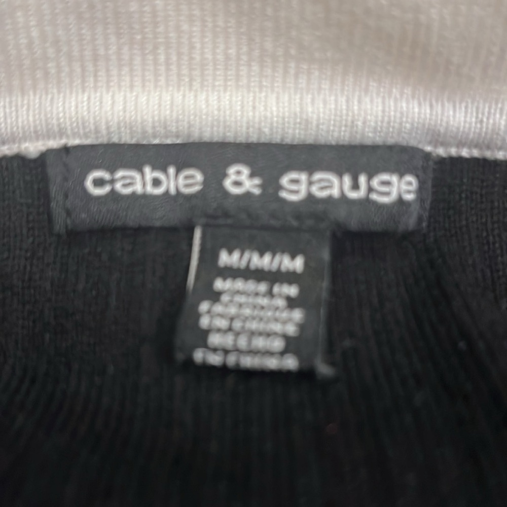 Cable & Gauge ribbed button front sweater with white collar M - Picture 4 of 7